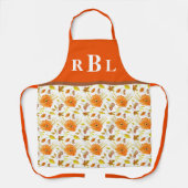 Rustieke herfstoogst Sinaasappel bloemmonogram Schort (Voorkant)