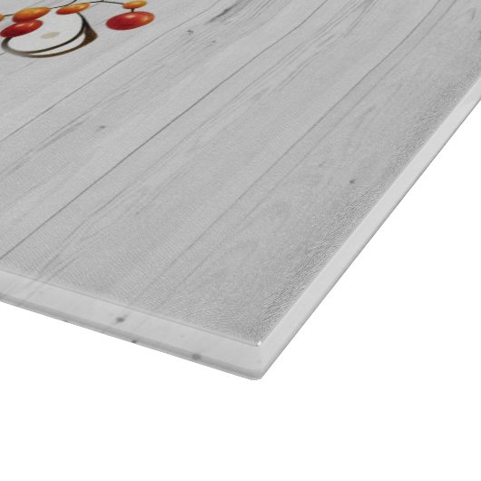 Rustieke herfstoogst vogelverschrikker met pompoen snijplank (Hoek)