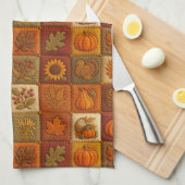 Rustieke herfstpatchwork met zegenend citaat theedoek (Quarter Fold)
