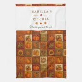 Rustieke herfstpatchwork met zegenend citaat theedoek (Verticaal)