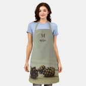Rustieke herfstpinecones Boerderij Stijl Monogram Schort (Gedragen)