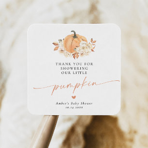 Rustieke herfstpompoen baby shower vierkante sticker