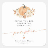 Rustieke herfstpompoen baby shower vierkante sticker (Voorkant)