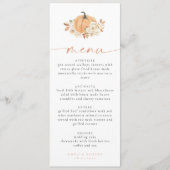 Rustieke herfstpompoen babyshower-menu kaart (Voorkant)