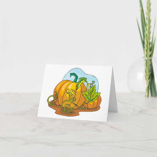 Rustieke herfstpompoenen en bladeren kaart