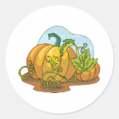 Rustieke herfstpompoenen en bladeren ronde sticker (Voorkant)