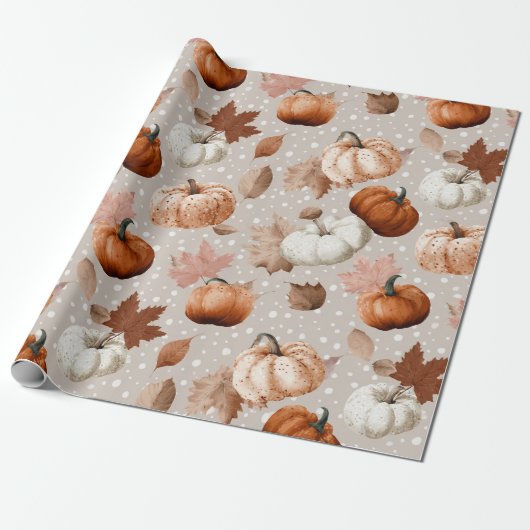Rustieke herfstpompoenen & herfstbladeren (2) cadeaupapier (Uitgerold)