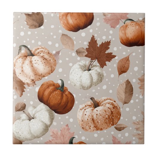 Rustieke herfstpompoenen & herfstbladeren (2) tegeltje (Voorkant)