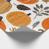 Rustieke herfstpompoenen, kalebassen en bladpatroo cadeaupapier (Hoek)