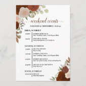 Rustieke herfstrozen bruiloftsevenementen & tijdli programmakaart (Voorkant)