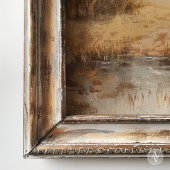 Rustieke herfstschuur schilderij  vijverlandschap poster