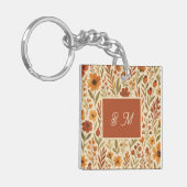 Rustieke herfststemming & bloemige monogram sleutelhanger (Voorkant Links)