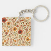 Rustieke herfststemming & bloemige monogram sleutelhanger (Achterkant)