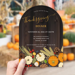 Rustieke herfsttafel Thanksgiving-diner Acryl Uitnodigingen