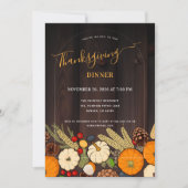 Rustieke herfsttafel Thanksgiving-diner Kaart (Voorkant)