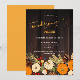 Rustieke herfsttafel Thanksgiving-diner Kaart
