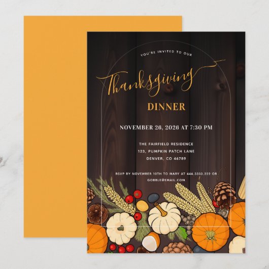 Rustieke herfsttafel Thanksgiving-diner Kaart (Voorkant / Achterkant)