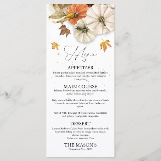 Rustieke herfstthema menu (Voorkant)
