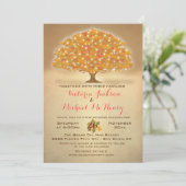 Rustieke herfsttrouw met twinkellichtjes kaart (Staand voorkant)