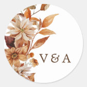 Rustieke herfsttrouwsticker ronde sticker (Voorkant)