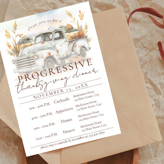 Rustieke herfsttruck progressieve Thanksgiving-din Kaart