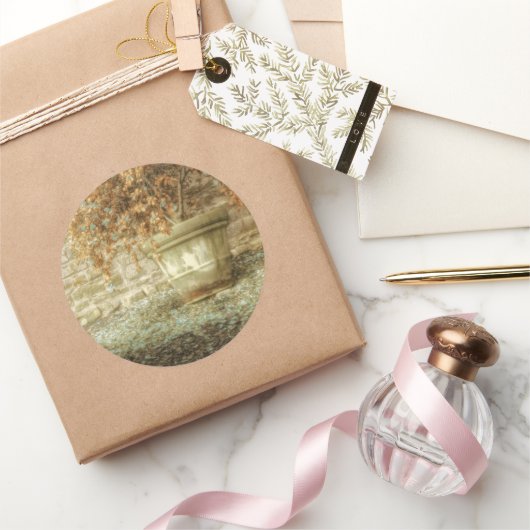 Rustieke herfsttuin ronde sticker (Geschenken)