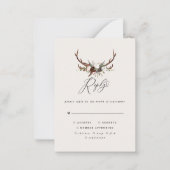Rustieke hert bloemenbordeaux bruiloft RSVP Kaart Notitiekaartje (Voorkant)