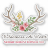 Rustieke Herten Antler Boheemse Bloemen Waterverf  Sticker (Voorkant)
