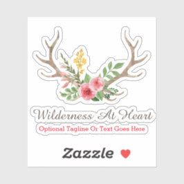 Rustieke Herten Antler Boheemse Bloemen Waterverf Sticker