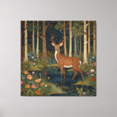 Rustieke herten boho bos bos groen canvas afdruk (Voorkant)