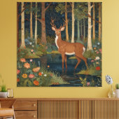 Rustieke herten boho bos bos groen canvas afdruk (Insitu (Woonkamer))