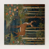 Rustieke herten boho bos natuur liefhebber groen legpuzzel (Horizontaal)