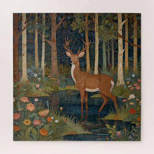 Rustieke herten boho bos natuur liefhebber groen legpuzzel (Verticaal)