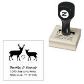 Rustieke herten bruidspaar naam retouradres rubberstempel (Gestempeld)