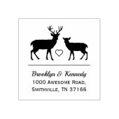 Rustieke herten bruidspaar naam retouradres rubberstempel (Afrduk)