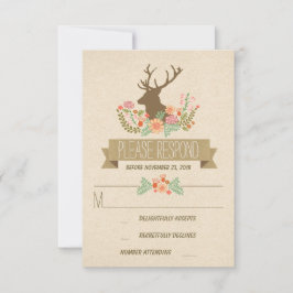 Rustieke herten bruiloft RSVP kaarten Kaartje