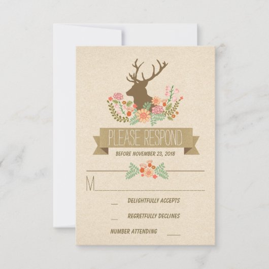 Rustieke herten bruiloft RSVP kaarten Kaartje (Voorkant)