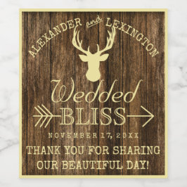 Rustieke Herten Buck op Wood Hunter's bruiloft Wijn Etiket