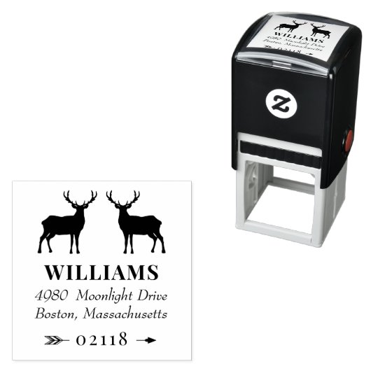Rustieke Herten Bucks & Pijl Naam & Adres Zelfinktende Stempel (In situ)