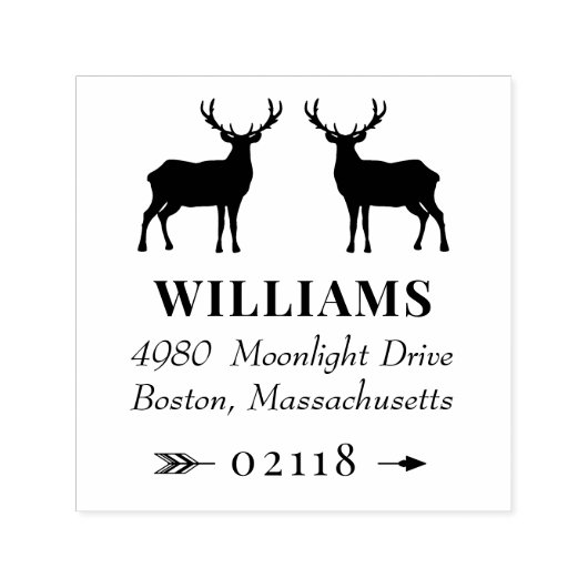 Rustieke Herten Bucks & Pijl Naam & Adres Zelfinktende Stempel (Design)