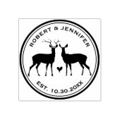 Rustieke Herten Cirkel Bruiloft Rubber Stamp Rubberstempel (Afrduk)