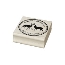 Rustieke Herten Cirkel Bruiloft Rubber Stamp
