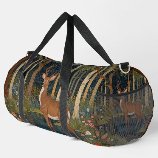 Rustieke herten elk kunst boho bos groen plunjezak (Rechterhoek)