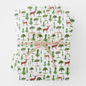 Rustieke herten en bomen patroon inpakpapier vel (In situ)