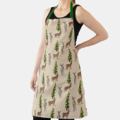Rustieke herten- en groene boomprint overal schort (Insitu)