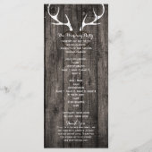 Rustieke herten gewei & gesneden hart bruiloft pro programmakaart (Achterkant)