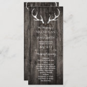 Rustieke herten gewei & gesneden hart bruiloft pro programmakaart (Voorkant / Achterkant)