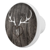 Rustieke herten gewei & gesneden hart Country dres Keramische Knop (Rechts)