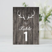 Rustieke herten gewei & gesneden hart tafel nummer kaart (Staand voorkant)