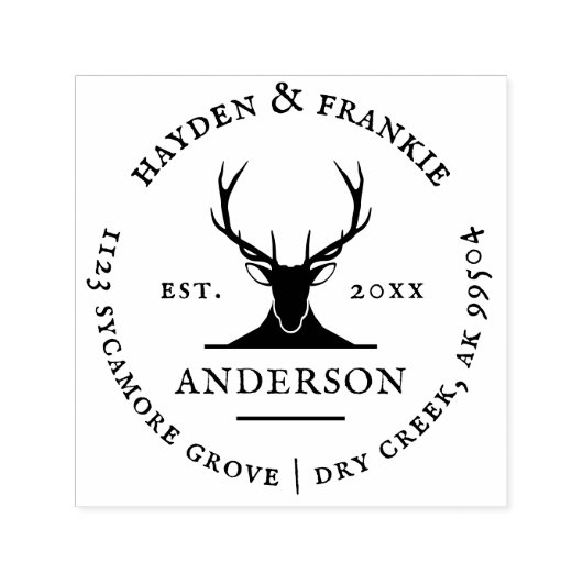 Rustieke herten gewei paar retour adres zelfinktende stempel (Design)